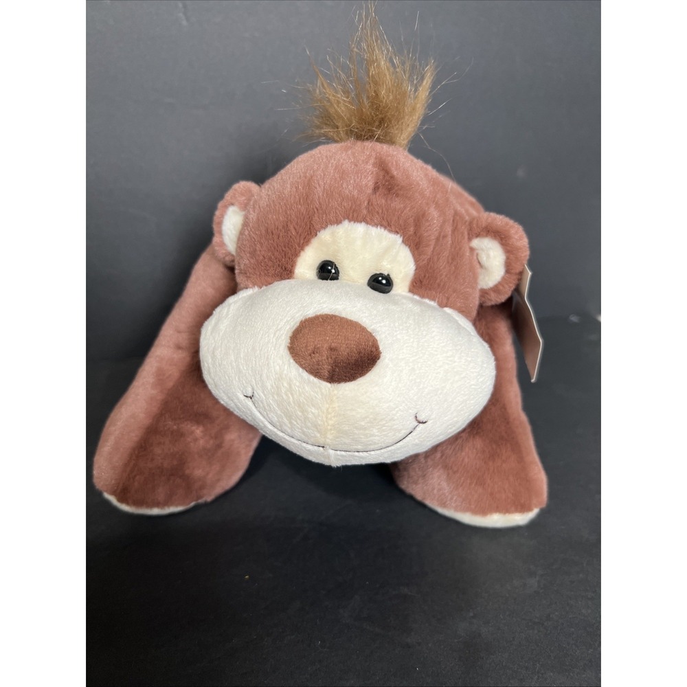Goffa Stuffed Animal Plush monkey black Eyes Brown & Cream  '12' Sample Soft